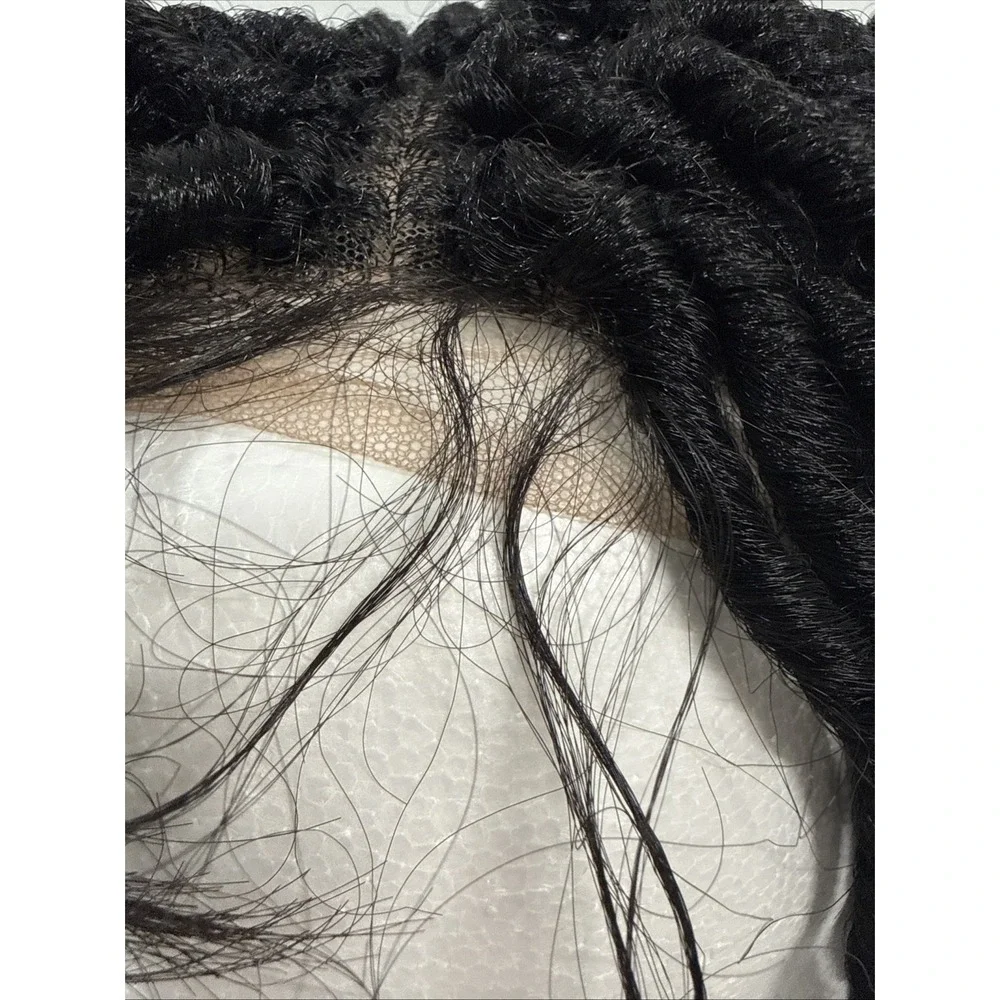 Shoulder Length  Dreadlock Black Kinky Twist Wig With Cap .